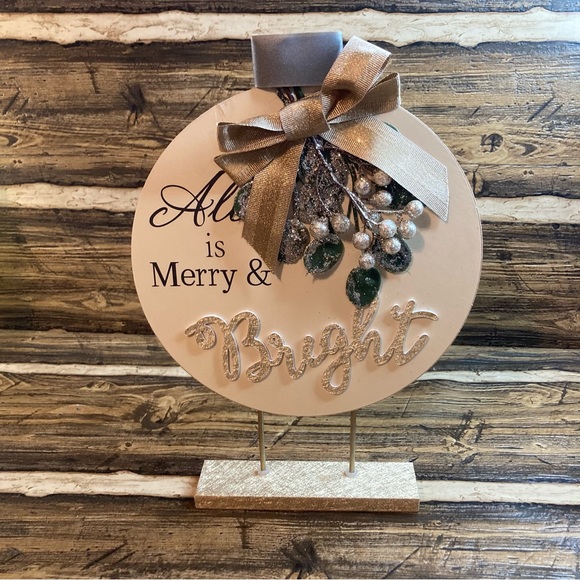 All is Merry & Bright table top/shelf deco MDF NWOT - Picture 9 of 9